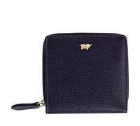BRAUN BÜFFEL - Kleine ASTI Reißverschlussgeldbörse aus feingenarbtem Leder gefertigt und mit goldenen Metallakzenten - 6 Kartenfächer 5 Steckfächer - Edles Blau
