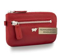BRAUN BÜFFEL - Schlüsseletui aus echtem Rindsleder Golf 2.0 - Kleine Schlüsseltasche für Herren & Damen mit Reißverschluss & 2 Schlüsselringen - Zeitlos klassisches Schlüsselmäppchen - Edles Rot