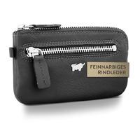 BRAUN BÜFFEL - Schlüsseletui aus echtem Rindsleder Golf 2.0 - Kleine Schlüsseltasche für Herren & Damen mit Reißverschluss & 2 Schlüsselringen - Zeitlos klassisches Schlüsselmäppchen - Edles Schwarz