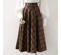 Braun karierter Rock in Große Größen, modisch, minimalistisch, elegant, vielseitig, locker und schlank