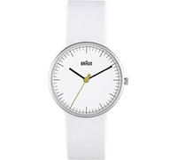 Braun Ladies 3-Hand Analogue Quartz Watch, White Dial and White Leather Strap, 31mm Stainless Steel Case, Model BN0021WHWHL.