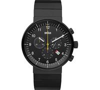 Braun Mens Prestige Chronograph with Date Analogue Quartz Watch, Black Dial and Stainless Steel Bracelet, 43mm Black Stainless Steel Case, Model BN0095BKBKBTG.