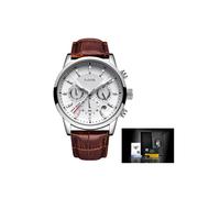 (Braun Silber) LIGE Fashion Black Steel Watch Herren Digital Dual Display Uhr Sport Chronograph Wasserdicht