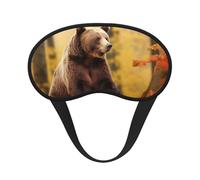 Braunbär im Herbst Schlafmaske für Seitenschläfer, Verdunkelungs-Augenmaske für Damen und Herren, Nulldruck-Schlafmasken, weiche, atmungsaktive Augenabdeckung, bequeme Augenbinde, Lidschatten für