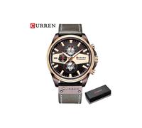 (Braune Box) Curren Herrenuhren Mode Lässig Quarz Sportliche Armbanduhren Blaue Uhr Männlicher Chronograph