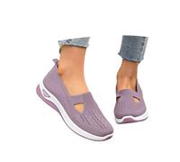 braune damen slipper, Orthopädische Schuhe Damen Breite Füße Slip On Sommerschuhe Sneaker Vermascht Leichte Schlupfschuhe Atmungsaktive Rutschfest Outdoor Bequeme Sportschuhe, Hellviolett, 41