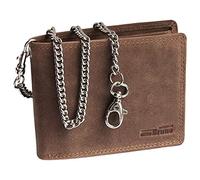 Braune Geldbörse Mit Kette im Hochwertigen Büffelleder - Bikerbörse für Männer Herren - Vintage Leder Geldbeutel Schwarz