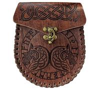 Braune geprägte Gürteltasche, Wikinger-Vintage-Leder-Fanny-Pack-Tasche, mittelalterliche LARP-Gürteltasche für Damen und Herren