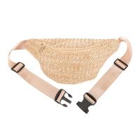 Braune Kleiner Gürteltasche aus Strohimitat mit Reißverschluss | Verstellbarer Breiter Riemen, 1 Stück, für Shopping und Musikfestivals, Handfrei Verstauen