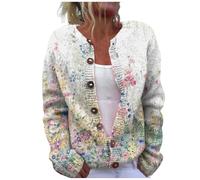 braune kurze strickjacke damen Strickjacke Norweger Winter Strickpullover Langarm Weihnachtspullover Muster Weich Strickmantel Bunt Gestrickt Grobstrickjacke SchöNe sweatshirt für damen gestreift