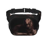 Braune Labrador Retriever, Unisex, verstellbare Taille, quadratisch, doppellagig, Hüfttasche für Outdoor-Aktivitäten, Reisen, Laufen, Wandern, Schwarz , Einheitsgröße