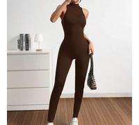 Braune nahtlose ärmelloser Jumpsuit aus Strick