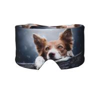 Brauner Border Collie Bokeh Gott mit gelben Augen, Vollständige Augenabdeckungen, lichtblockierende Augenmaske, Schlafaugen- und Ohrenschützer