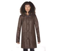 Brauner Damen-Dufflecoat aus Schafsleder mit Kapuze - Charlotte EU 40 / UK 12