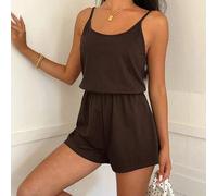 Brauner gestrickter Damen-Camisole-Jumpsuit