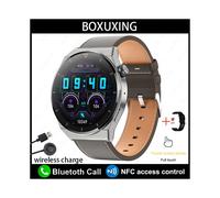 (Braunes Leder) Kompatible Huawei NFC Smartwatch für Erwachsene GT3 Pro 390*390 HD-Bildschirm, Syke