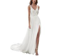 Brautkleid Spitze Bohemian Brautkleid Lange Brautkleid, SEVENYXX, Elfenbein, 40