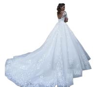 Brautkleider A-Line Brautkleider Spitzen Applikationen Langarmes Vintage Elegante Weiße Kleider Prinzessin Hochzeitskleid Angepasst
