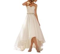 Brautkleider Vintage Damen Herzausschnitt Vorne Kurz Hinten Lang (Weiß 42)