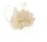 Brautschleier Frauen Braut Mesh Schleife Feder Perlen Fascinator Dot Schleier Haarspange Brosche Mehrfarbig(Beige)