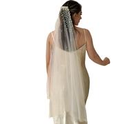Brautschleier mit Perlenakzent, transparenter Hochzeitskopfschmuck für die Braut, leichter, luftiger Haarschmuck, Haarschmuck mit Schleife, Hochzeitskopfschmuck, sicherer Clip, Brautschleier