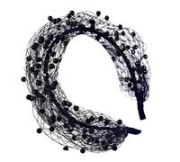 Brautschleier Stirnband mit weißen Perlen, Flapper Schleier Stirnband Retro Stil für Hochzeitsfotografie und Gesichtsbedeckung bei besonderen Anlässen