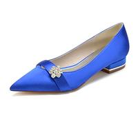 Brautschuhe Elegante Damenschuhe Ballerinas Hochzeitsschuhe Spitz Slip-On Satin Flache Schuhe Damen Flach Partei Abendschuhe 2.5Cm,Royal Blue,36 EU
