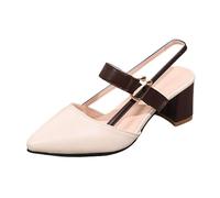 Brautschuhe, Faux Leder Sommer Slingpumps Damen Sandalen Mit Absatz Slingback Elegant Bequem Sandaletten Ballerina Riemchen Festliche Schuhe Damenschuhe