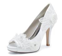 Brautschuhe Ivory, Hochzeit Schuhe für Braut, Frauen Brautschuhe High Heels Fashion Pumps Hochzeitsschuhe,Weiß,36 EU