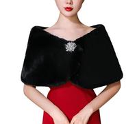 Brautstola Kunstfell Braut Stola Abendstola mit Schleife Abendkleid Festlich Brautjacke Winter Brautschal Weich Brautfell Bolero Damen Mädchen Brautjungfer Hochzeit Brautkleid Party Fellschal