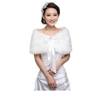 Brautstola Kunstfell Braut Stola Abendstola mit Schleife Abendkleid Winter Brautschal Weich Brautfell Bolero Hochzeit Brautkleid Party Fellschal Festlich Brautjacke Damen Mädchen Brautjungfer