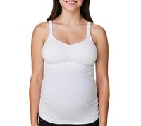 Bravado! Basics Damen Nahtloses Still-Tanktop Cami zum Stillen mit verstellbaren Trägern, S-XXL, Weiss/opulenter Garten, X-Groß