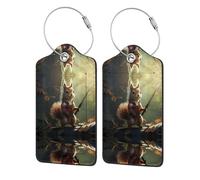 Brave Squirrel Reiseetiketten aus PU-Leder, zum Konfigurieren von Handtaschen, Gepäckanhänger, 2 Stück