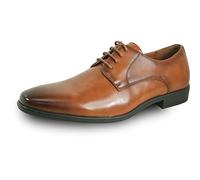 bravo! Herren-Ledersocke, klassisch, Schnürschuh, Oxford, einfarbig, Zehenkappe oder Flügelspitze, Größe M und breit, Größe 39 bis 46, Schwarz, Braun, Cognacblau, Lila, Rot, Cognac 7, 49.5 EU