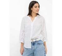 Klassische Bluse BRAX "Style VELIA", Damen, Gr. 42, weiß, Web, 100% Leinen, V-Ausschnitt, Blusen Bluse (23839426-42) weiß
