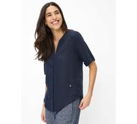 Kurzarmbluse BRAX "Style VERI", Damen, Gr. 36, navy, Web, 100% Leinen, V-Ausschnitt, Blusen (96716706-36) navy