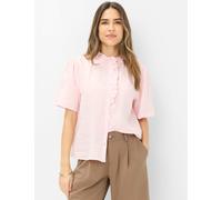 Kurzarmbluse BRAX "Style VIVE", Damen, Gr. 42, hellrosa, Web, 100% Leinen, Blusen (82073764-42) hellrosa