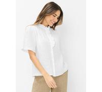 Kurzarmbluse BRAX "Style VIVE", Damen, Gr. 46, weiß, Web, 100% Leinen, Blusen (53132904-46) weiß