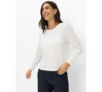 Langarmshirt BRAX "Style CAITLIN L", Damen, Gr. 36, hellbeige, 95% Baumwolle, 5% Elasthan, Rundhals, Shirts Langarmshirt (57737536-36) hellbeige