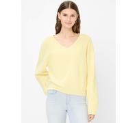 Strickpullover BRAX "Style LANA", Damen, Gr. 48, gelb, Strick, 100% Baumwolle, V-Ausschnitt, Pullover Strickpullover (98456246-48) gelb