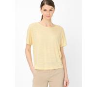 Kurzarmshirt BRAX "Style CAELEN S", Damen, Gr. 38, gelb, 100% Leinen, Rundhals, Shirts (70196410-38) gelb