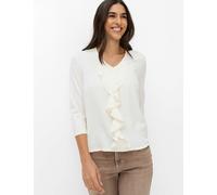 Kurzarmshirt BRAX "Style CLARISA M", Damen, Gr. 42, weiß (hellbeige), 96% Viskose, 4% Elasthan, V-Ausschnitt, Shirts (75865145-42) hellbeige