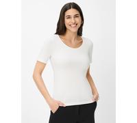 Kurzarmshirt BRAX "Style CORA", Damen, Gr. 44, weiß (sanftes weiß), 47% Baumwolle, 47% Modal, 6% Elasthan, Rundhals, Shirts (92333207-44) sanftes weiß