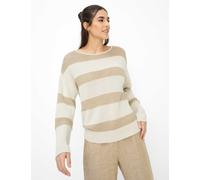Strickpullover BRAX "Style LESLEY", Damen, Gr. 48, ecru, Strick, 62% Baumwolle, 19% Viskose, 15% Polyamid, 4% Polyester, U-Boot-Ausschnitt, Pullover Strickpullover (71720502-48) ecru