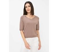 Strickpullover BRAX "Style LESLEY", Damen, Gr. 46, grau (taupe), 86% Viskose, 14% Polyester, Langarm, Pullover (87512616-46) taupe