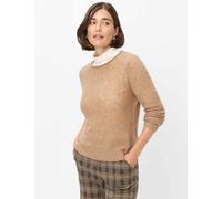 Strickpullover BRAX "Style LESLEY", Damen, Gr. 34, beige (braun), Strick, 44% Polyamid, 28% Alpaka, 28% Wolle, Rundhals, Pullover Strickpullover (26936068-34) braun