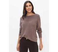 Strickpullover BRAX "Style LESLEY", Damen, Gr. 44, braun (taupe), Strick, 100% Baumwolle, Rundhals, Pullover Strickpullover (32836540-44) taupe