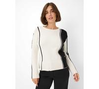 Strickpullover BRAX "Style LIZ", Damen, Gr. 40, sanftes weiß, Strick, 55% Baumwolle, 25% Polyacryl, 15% Polyester, 5% Wolle, U-Boot-Ausschnitt, Pullover (36865512-40) sanftes weiß