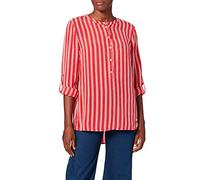 BRAX Damen Vanda CUPRO STRIPES gestreifte Damenbluse mit Stehkragen Bluse, per pack Rot (summer red 43), XX-Large (Herstellergröße: 44)