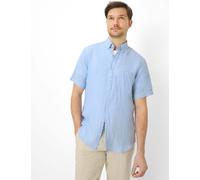 Kurzarmhemd BRAX "Style DAN", Herren, Gr. XL, Normalgrößen, mittelblau, Web, 100% Leinen, Hemden (12556347-XL) mittelblau